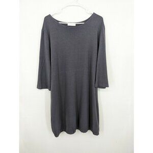 Bryn Walker Tie Waist Midi 3/4‎ Sleeve Dress Grey Lagenlook